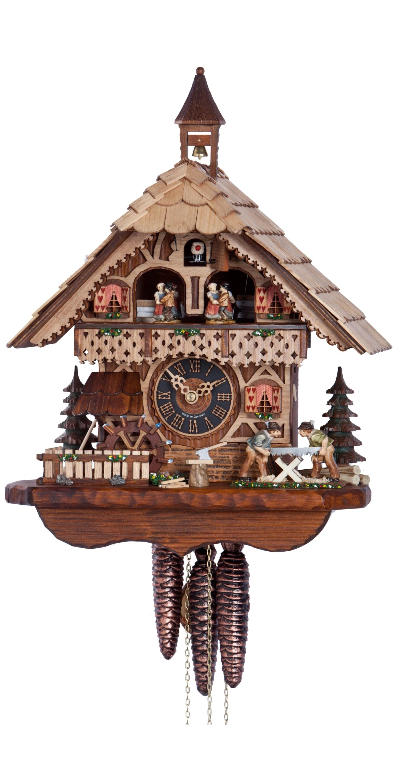 Cuckoo ClockBlack Forest House With Moving Wood Sawers And Mill Wheel 3 Cuckoo ClockBlack Forest House With Moving Wood Sawers And Mill Wheel