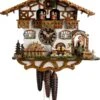 Cuckoo ClockBlack Forest House With Moving Beer Drinkers And Mill Wheel HO 664T Zenzi