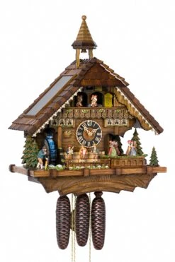 Cuckoo Clock Of The Year 2016Black Forest House, Turning Mill-wheel With Flowing Water, Turning Dancers HO 86200T