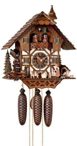 Cuckoo ClockBlack Forest House, Turning Mill-wheel HO 86294T