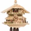 Cuckoo ClockBlack Forest House With Moving Cow Milker And Turning Mill Wheel