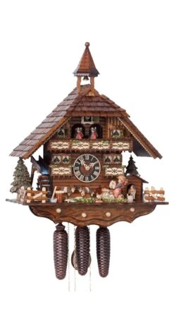 Cuckoo ClockBlack Forest House With Moving Dog And Mill Wheel