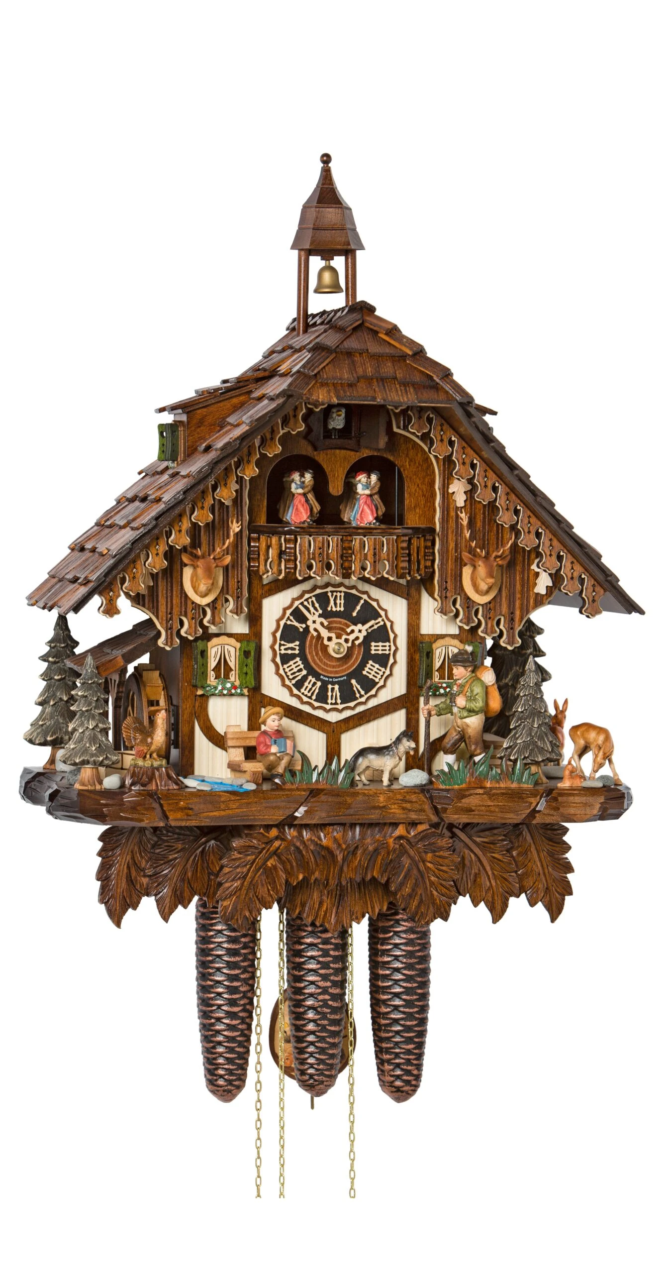 Cuckoo ClockBlack Forest House With Moving Wanderer, Turning Mill-wheel 3 Cuckoo ClockBlack Forest House With Moving Wanderer, Turning Mill-wheel