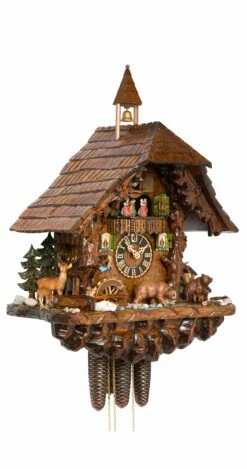 Cuckoo ClockBlack Forest House, Moving Bears And Moving Mill Wheel