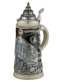 German Beer Stein Munich Hofbräuhaus München HB Relief Stein 0.5 Liter Tankard, Beer Mug King Werk KI 1000175