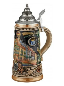 German Beer Stein Munich Hofbräuhaus München HB Relief Stein 0.5 Liter Tankard, Beer Mug King Werk KI 1000176