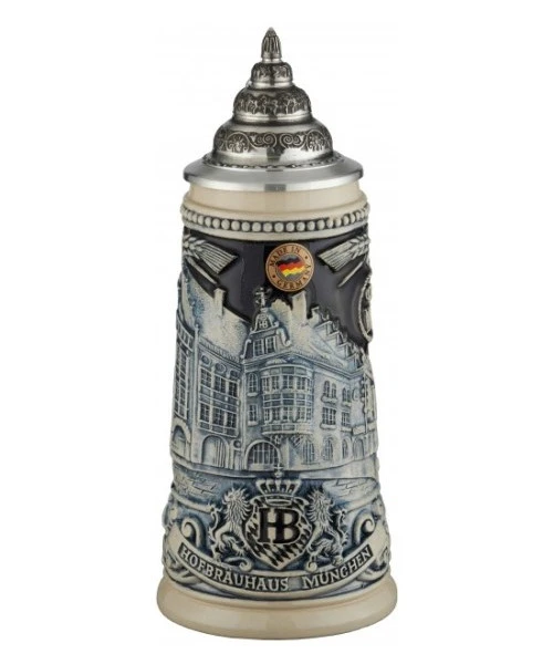 German Beer Stein Munich Hofbräuhaus München HB Relief Stein 0.25 Liter Tankard, Beer Mug King Werk KI 1000177 3 German Beer Stein Munich Hofbräuhaus München HB Relief Stein 0.25 Liter Tankard, Beer Mug King Werk KI 1000177