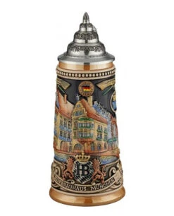 German Beer Stein Munich Hofbräuhaus München HB Relief Stein 0.25 Liter Tankard, Beer Mug King Werk KI 1000178