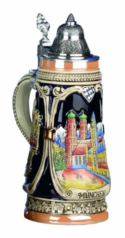 KING German Beer Stein Munich Stein 0.5 Liter Tankard, Beer Mug KI 303 0,5L Muenchen