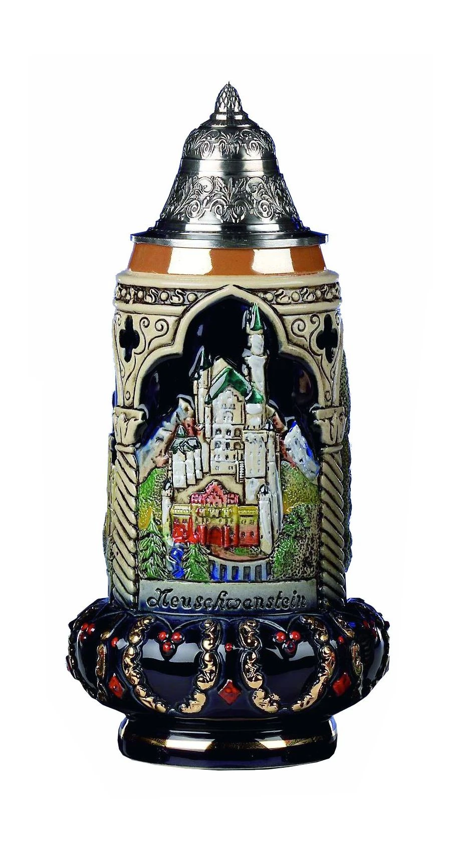 KING German Beer Stein Gracious Castle Crown Stein 0.5 Liter Tankard, Beer Mug KI 304 0,5L 3 KING German Beer Stein Gracious Castle Crown Stein 0.5 Liter Tankard, Beer Mug KI 304 0,5L