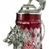 KING Crystal German Beer Stein 0.5 Liter Tankard, Beer Mug, Red Wolf And Howling Wolflid -Modern cuckoo clocks Store ki 6001 rww