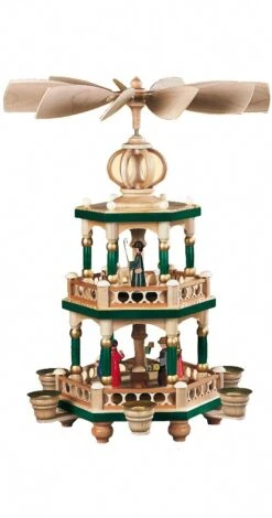 German Christmas Pyramid Christmas Story, 2-tier, Height 42 Cm / 17 Inch, Hand-painted, Original Erzgebirge By Mueller Seiffen