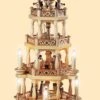 German Christmas Pyramid Christmas Story With Angels, 3-tier, Height 63 Cm / 25 Inch, Electrical Illuminated And Driven (120V, 50Hz), Natural, Original Erzgebirge By Mueller Seiffen -Modern cuckoo clocks Store mu 10570