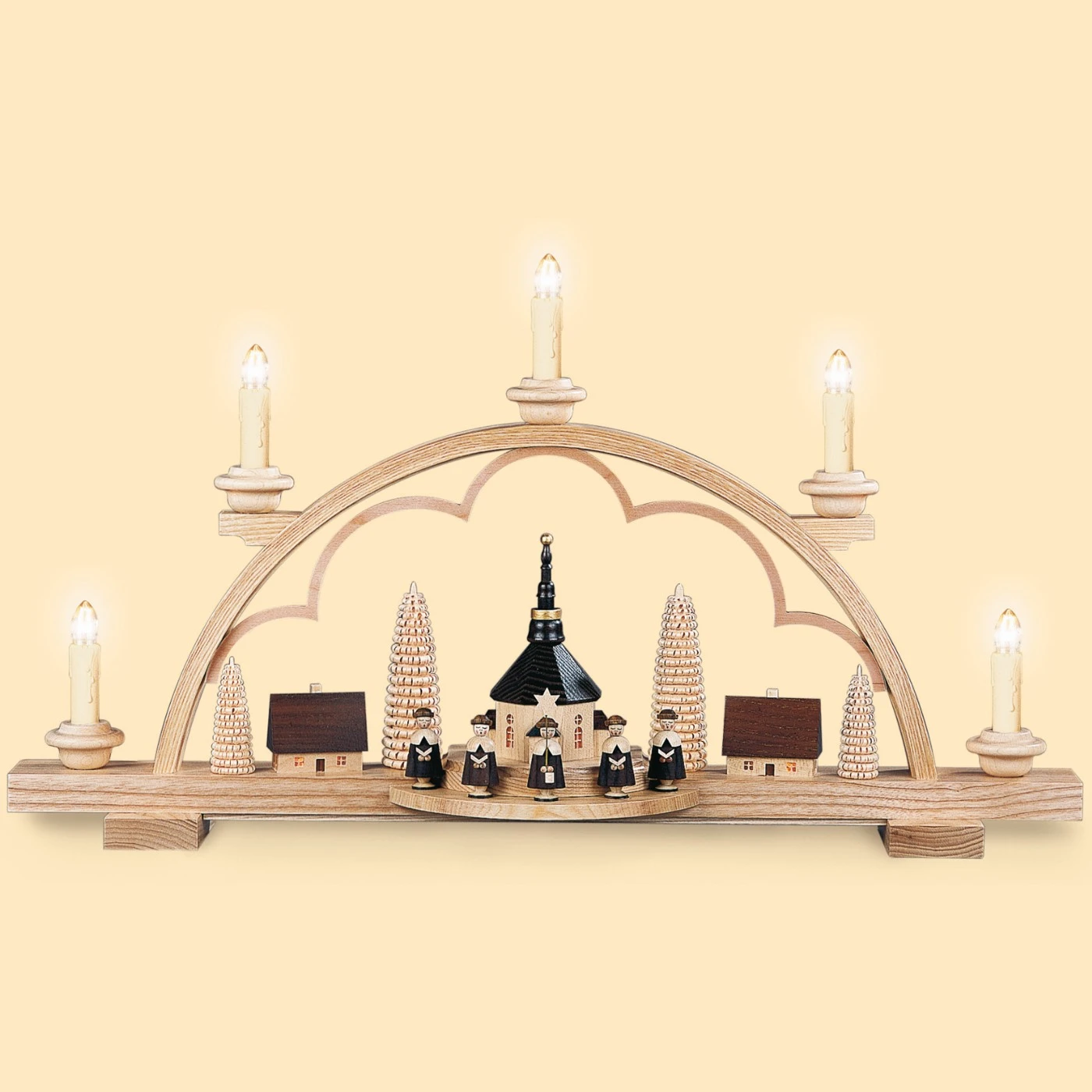 German Candle Arch Carolers Small Village, Length 57 Cm / 22 Inch, Natural, Electrical Illuminated (120V, 50Hz), Original Erzgebirge By Mueller Seiffen 3 German Candle Arch Carolers Small Village, Length 57 Cm / 22 Inch, Natural, Electrical Illuminated (120V, 50Hz), Original Erzgebirge By Mueller Seiffen
