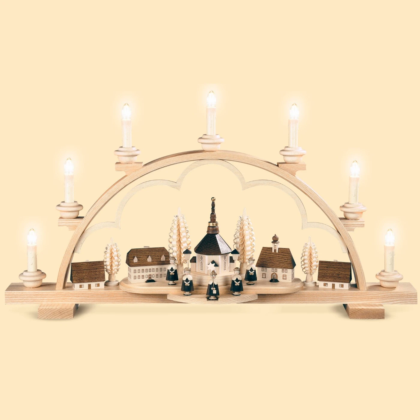 German Candle Arch Village Of Seiffen, Length 64 Cm / 25 Inch, Natural, Electrical Illuminated (120V, 50Hz), Original Erzgebirge By Mueller Seiffen 3 German Candle Arch Village Of Seiffen, Length 64 Cm / 25 Inch, Natural, Electrical Illuminated (120V, 50Hz), Original Erzgebirge By Mueller Seiffen