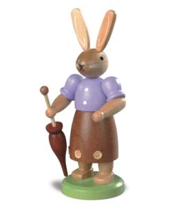 Easter Bunny, Female, Height 11 Cm / 4 Inch, Coloured, Original Erzgebirge By Mueller Seiffen