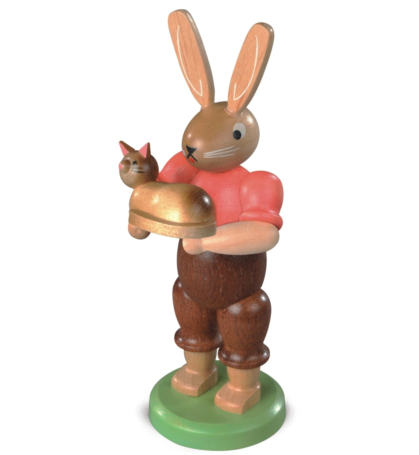 Easter Bunny, Male With Little Cat, Height 11 Cm / 4 Inch, Coloured, Original Erzgebirge By Mueller Seiffen 3 Easter Bunny, Male With Little Cat, Height 11 Cm / 4 Inch, Coloured, Original Erzgebirge By Mueller Seiffen