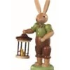 Easter Bunny, Male With Bird Cage, Height 11 Cm / 4 Inch, Coloured, Original Erzgebirge By Mueller Seiffen