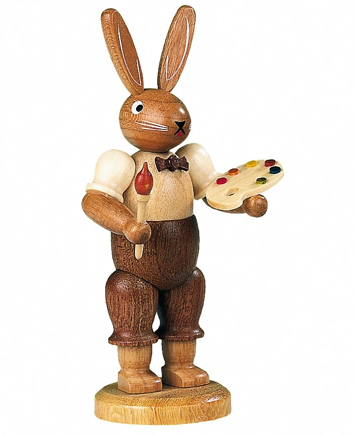 Easter Bunny, Male, Painter, Height 11 Cm / 4 Inch, Original Erzgebirge By Mueller Seiffen 3 Easter Bunny, Male, Painter, Height 11 Cm / 4 Inch, Original Erzgebirge By Mueller Seiffen