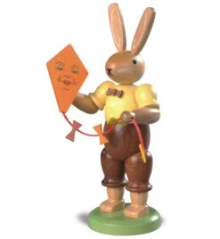 Easter Bunny, Male With Kite, Height 11 Cm / 4 Inch, Coloured, Original Erzgebirge By Mueller Seiffen