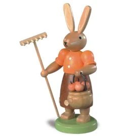 Easter Bunny, Female, Gardener, Height 11 Cm / 4 Inch, Coloured, Original Erzgebirge By Mueller Seiffen
