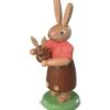 Easter Bunny, Female, Mother With Little Child, Height 11 Cm / 4 Inch, Coloured, Original Erzgebirge By Mueller Seiffen