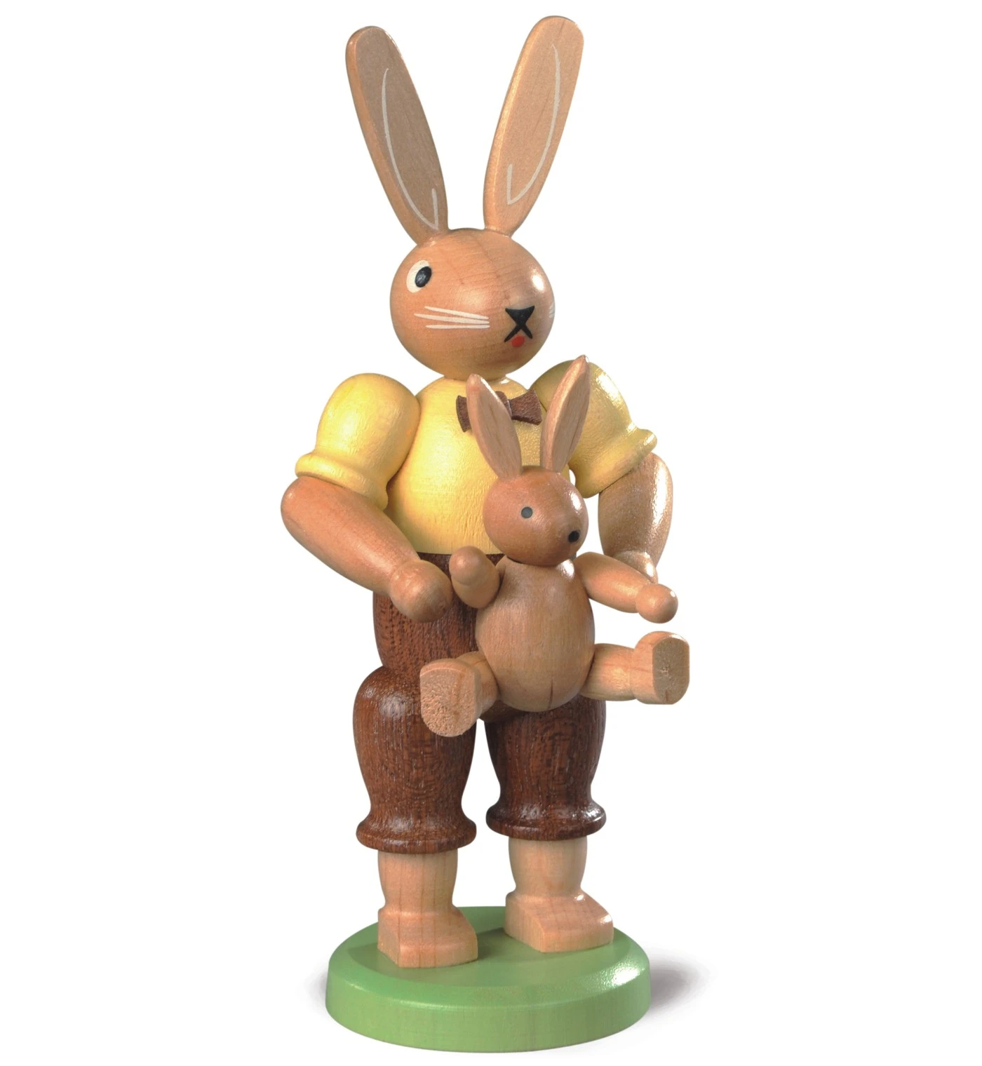Easter Bunny, Male, Father With Little Child, Height 11 Cm / 4 Inch, Coloured, Original Erzgebirge By Mueller Seiffen 3 Easter Bunny, Male, Father With Little Child, Height 11 Cm / 4 Inch, Coloured, Original Erzgebirge By Mueller Seiffen