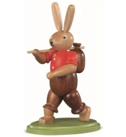 Easter Bunny, Male, Hiker, Height 11 Cm / 4 Inch, Coloured, Original Erzgebirge By Mueller Seiffen