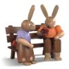 Easter Bunny, Couple, On Garden Bench, Height 9 Cm / 4 Inch, Coloured, Original Erzgebirge By Mueller Seiffen -Modern cuckoo clocks Store mu 42199