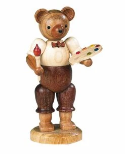 Bear, Male, Painter, Height 10 Cm / 4 Inch, Original Erzgebirge By Mueller Seiffen