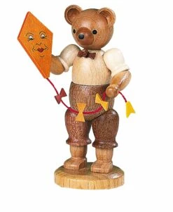 Bear, Male With Kite, Height 10 Cm / 4 Inch, Original Erzgebirge By Mueller Seiffen