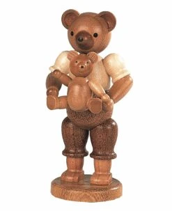 Bear, Male, Father With Child, Height 10 Cm / 4 Inch, Original Erzgebirge By Mueller Seiffen