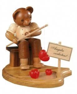 Bear, Male, Fisherman On Pond, Height 6 Cm / 2 Inch, Original Erzgebirge By Mueller Seiffen