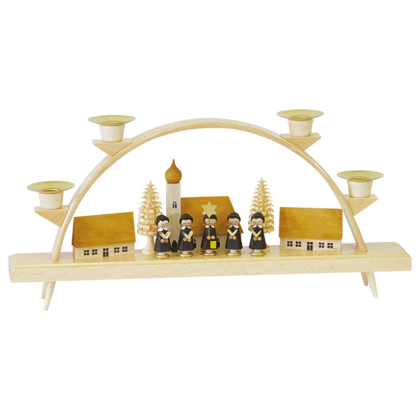 German Candle Arch Carolers, Small Village, Length 32 Cm / 19 Inch, Natural, Original Erzgebirge By Richard Glaesser Seiffen 3 German Candle Arch Carolers, Small Village, Length 32 Cm / 19 Inch, Natural, Original Erzgebirge By Richard Glaesser Seiffen