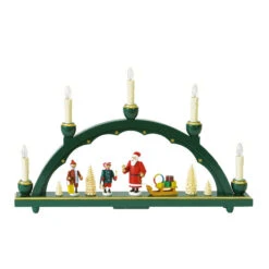 German Candle Arch Santa Claus, Length 48 Cm / 19 Inch, Natural, Electrically Illuminated, Original Erzgebirge By Richard Glaesser Seiffen