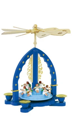 German Christmas Pyramid Music-playing Angels, Height 27 Cm / 11 Inch, Original Erzgebirge By Richard Glaesser Seiffen