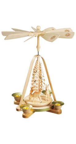 German Christmas Pyramid Deer, Hand-carved, Height 28 Cm / 11 Inch, Natural, Original Erzgebirge By Richard Glaesser Seiffen