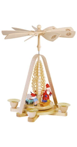 German Christmas Pyramid Santa Giving Out X-mas Presents, Height 28 Cm / 11 Inch, Original Erzgebirge By Richard Glaesser Seiffen