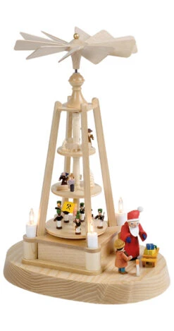 Christmas Pyramid Advent House, Height 27 Cm / 11 Inch, With Electric Lighting, Original Erzgebirge By Richard Glaesser Seiffen