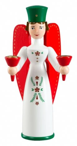 German Candlestick Angel, Height 16 Cm / 6 Inch, Original Erzgebirge By Richard Glaesser Seiffen