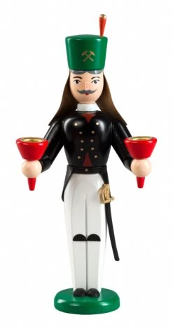 German Candlestick Miner, Height 16 Cm / 6 Inch, Original Erzgebirge By Richard Glaesser Seiffen