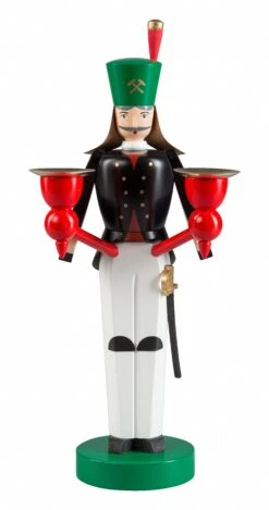 German Candlestick Miner, Height 26 Cm / 10 Inch, Original Erzgebirge By Richard Glaesser Seiffen