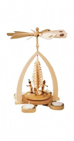 German Pyramid With Children, Illuminated With Tea Candles, Height 28 Cm / 11 Inch, Original Erzgebirge By Richard Glaesser Seiffen