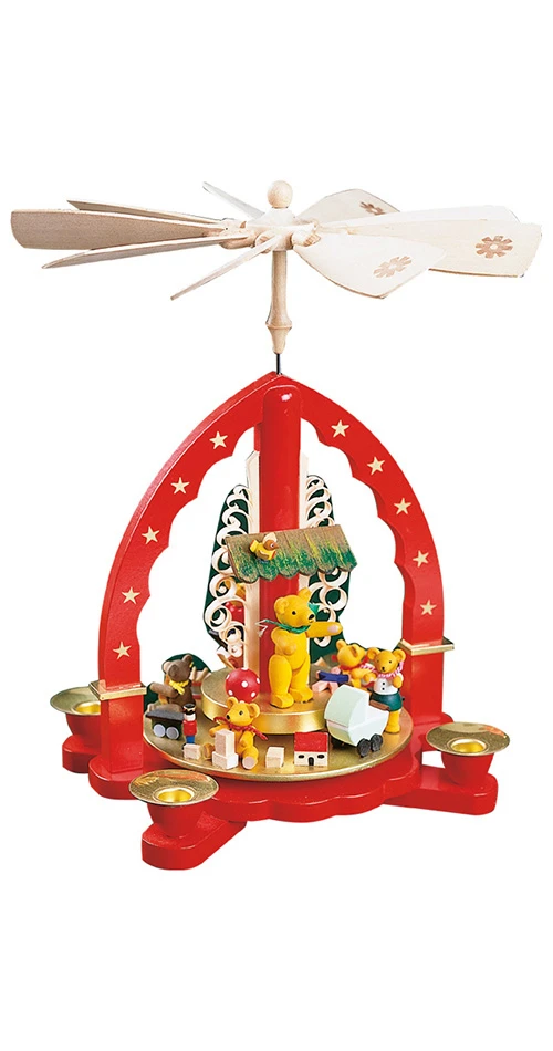 German Christmas Pyramid Playing Bear Children, Height 27 Cm / 11 Inch, Original Erzgebirge By Richard Glaesser Seiffen 3 German Christmas Pyramid Playing Bear Children, Height 27 Cm / 11 Inch, Original Erzgebirge By Richard Glaesser Seiffen