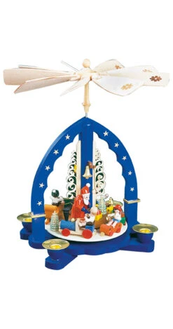 German Christmas Pyramid, Height 27 Cm / 11 Inch, Original Erzgebirge By Richard Glaesser Seiffen