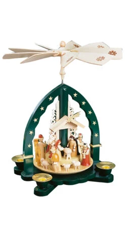 German Christmas Pyramid Nativity Scene, Height 27 Cm / 11 Inch, Original Erzgebirge By Richard Glaesser Seiffen