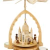 German Christmas Pyramid Frauenkirche Church, Height 27 Cm / 11 Inch, Natural With Tealights, Original Erzgebirge By Richard Glaesser Seiffen