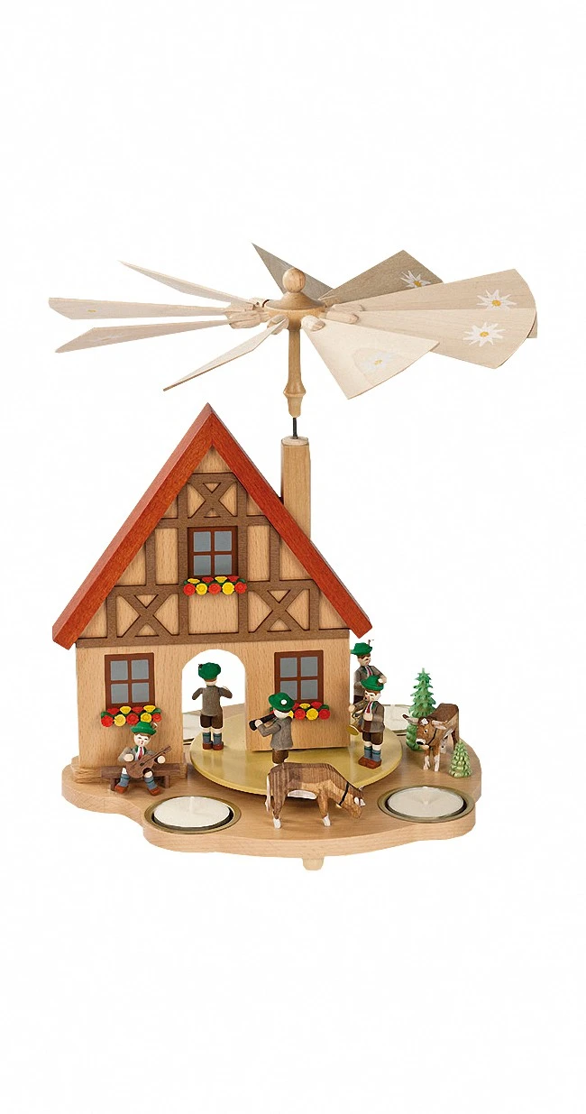 Germanpyramid Bavaria With House, Height 29 Cm / 11 Inch, Original Erzgebirge By Richard Glaesser Seiffen 3 Germanpyramid Bavaria With House, Height 29 Cm / 11 Inch, Original Erzgebirge By Richard Glaesser Seiffen