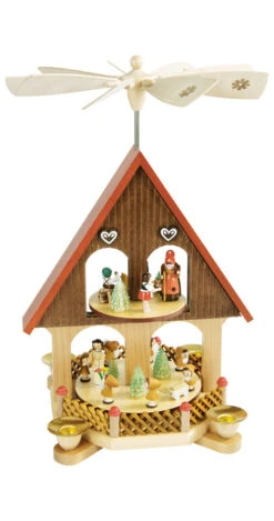 German Christmas Pyramid, Height 36 Cm / 14 Inch, Original Erzgebirge By Richard Glaesser Seiffen