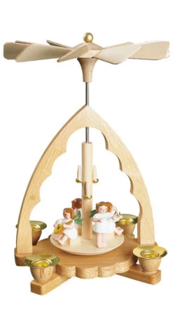 German Christmas Pyramid Music-playing Angels, Height 19 Cm / 8 Inch, Original Erzgebirge By Richard Glaesser Seiffen